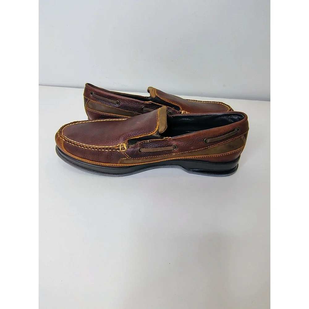 Hitchcock Boat Moccasin Mens Size 13 3E Brown Leather Slip On